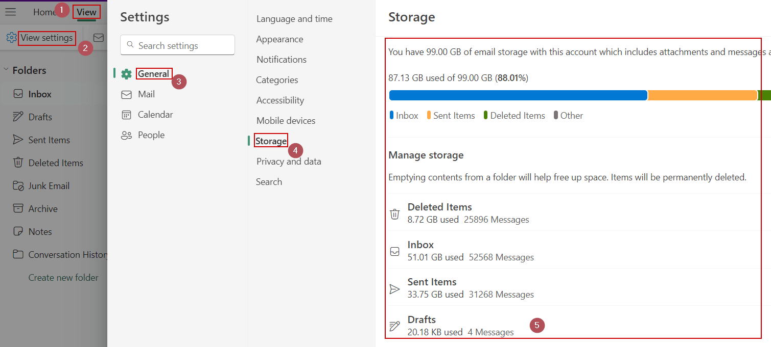 check-storage-in-outlook