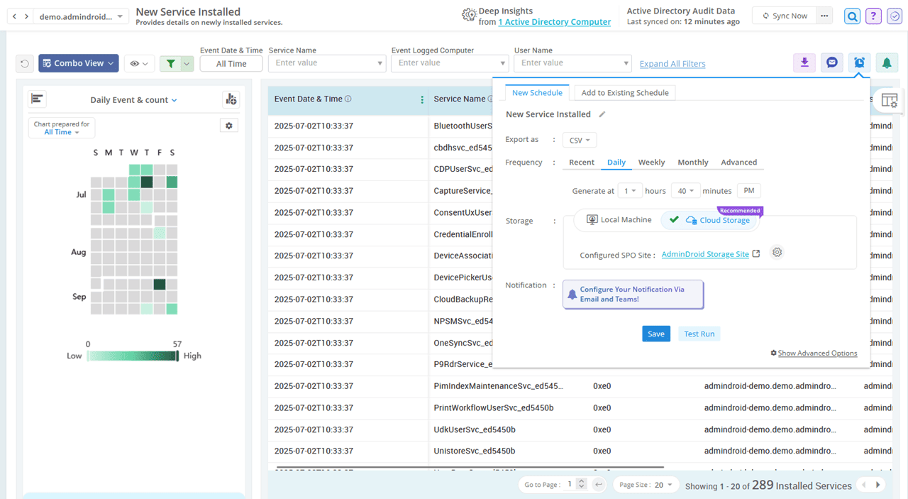 Monitor server activities