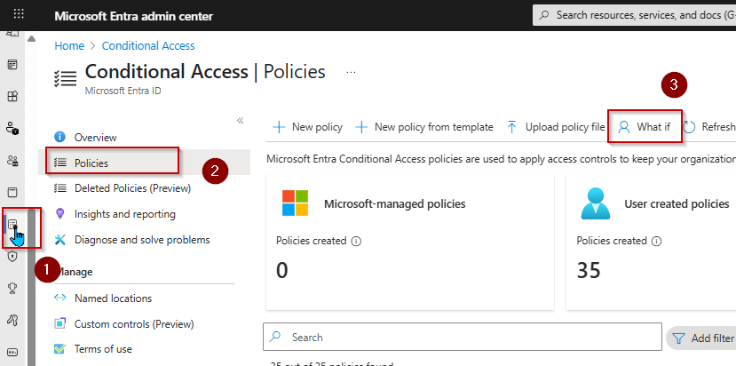 What If tool in Conditional Access Policies