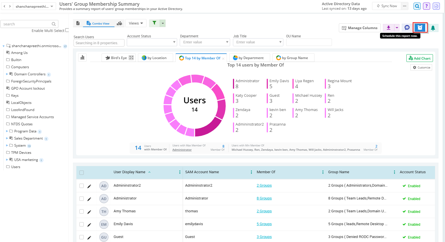 Get AD User Group Membership Report