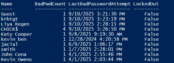 Get All Users with Bad Password Attempts Using PowerShell