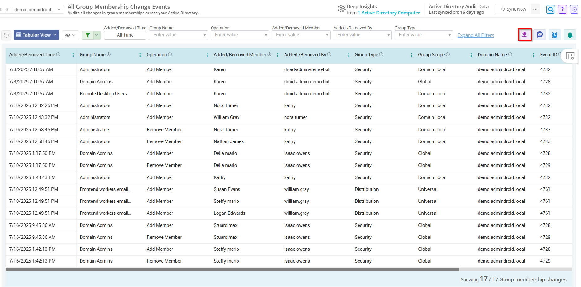 Track AD Groups Membership Changes Using AdminDroid 