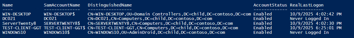 Get Active Directory Computers Real Last Logon Time Using PowerShel