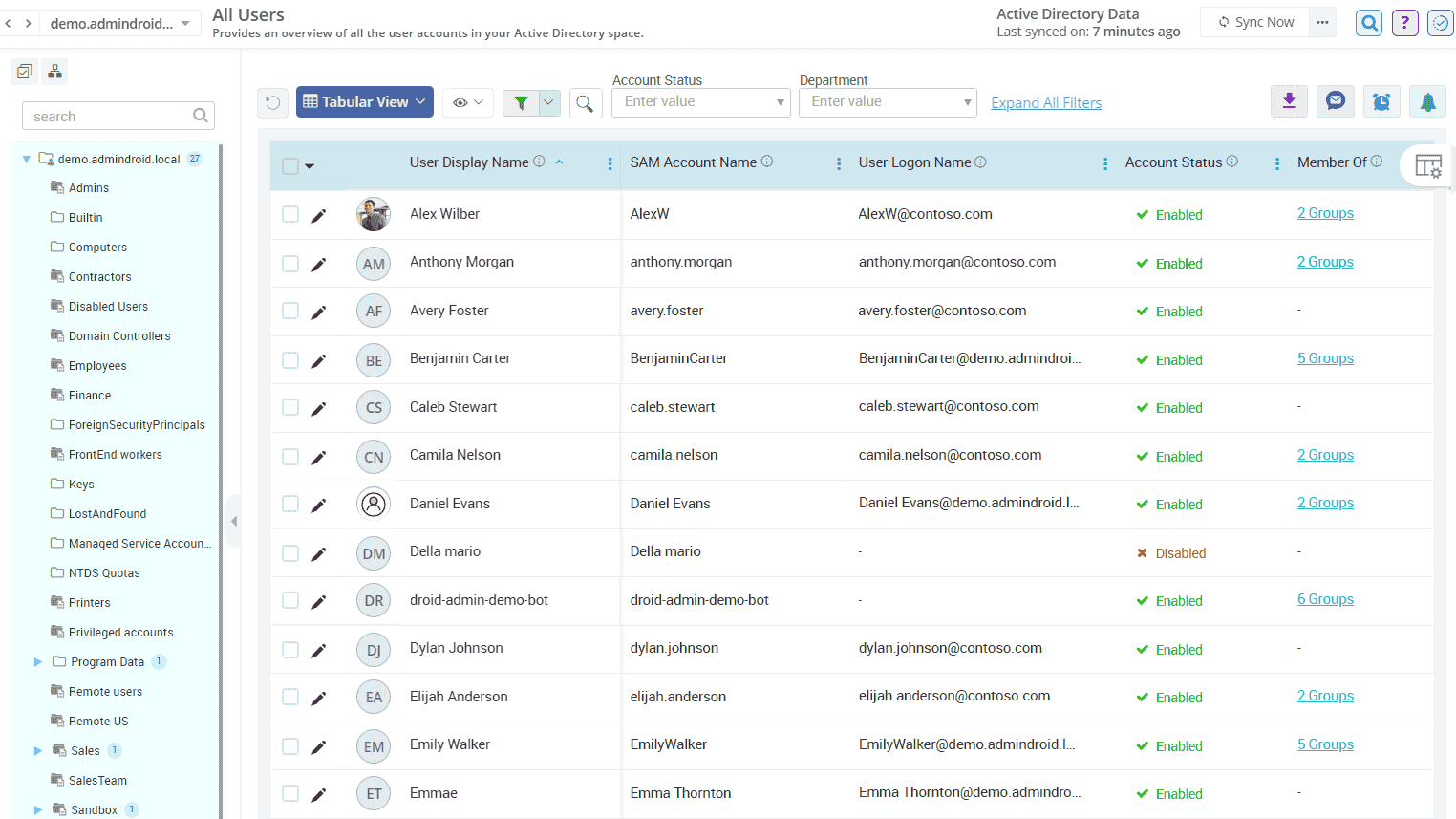 Track All Active Directory Users Using AdminDroid