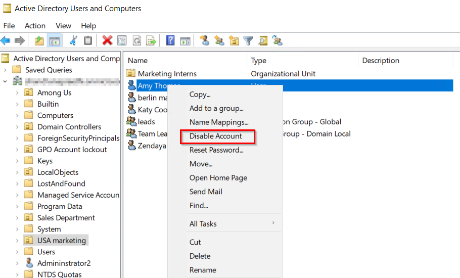 Disable Email Get a List of Users in Active Directory