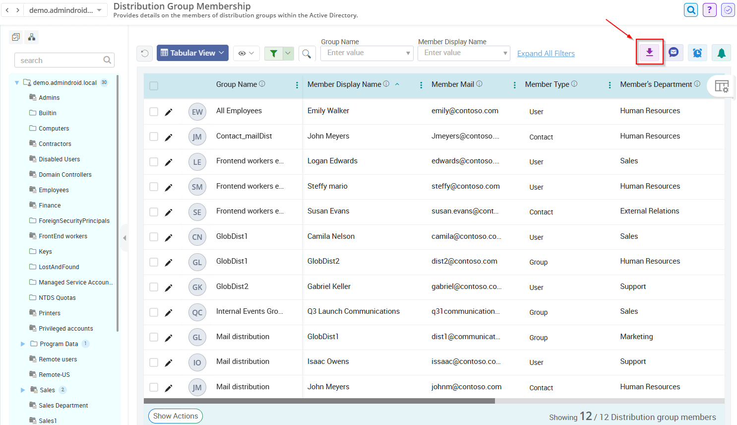 Export AD Distribution Groups Members Report Using AdminDroid