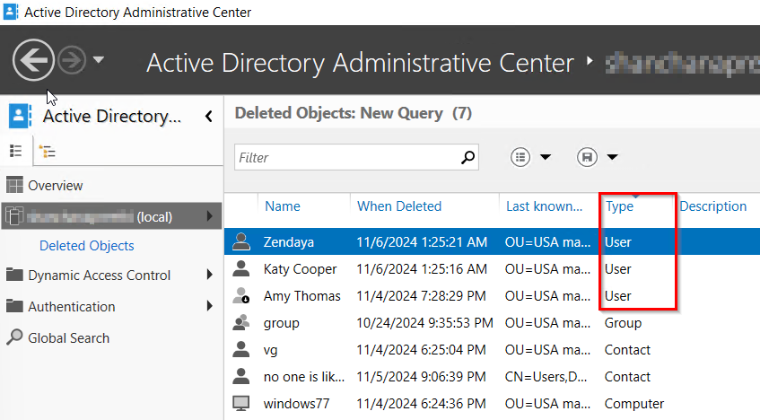 Get Deleted AD Users Using Active Directory Administrative Center
