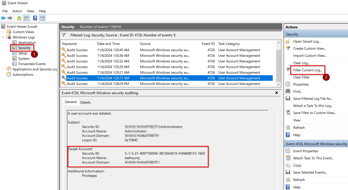 Audit All Deleted Users in Active Directory Using Event Viewer 