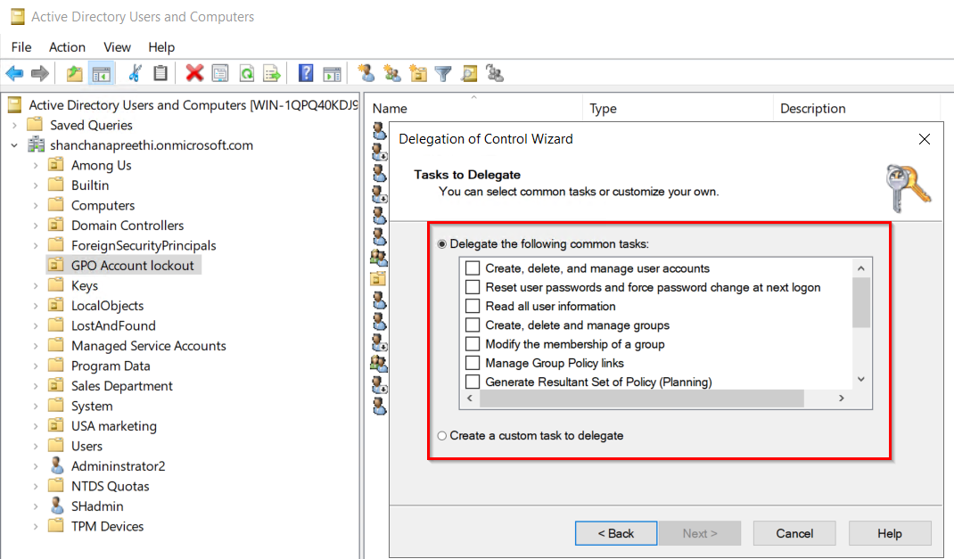 Delegate Systems Controller Find all Organizational Units in Active Directory