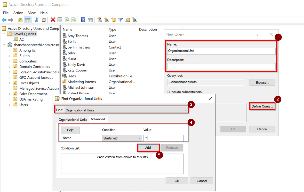 Find Organization Units Using Active Directory Users and Computers