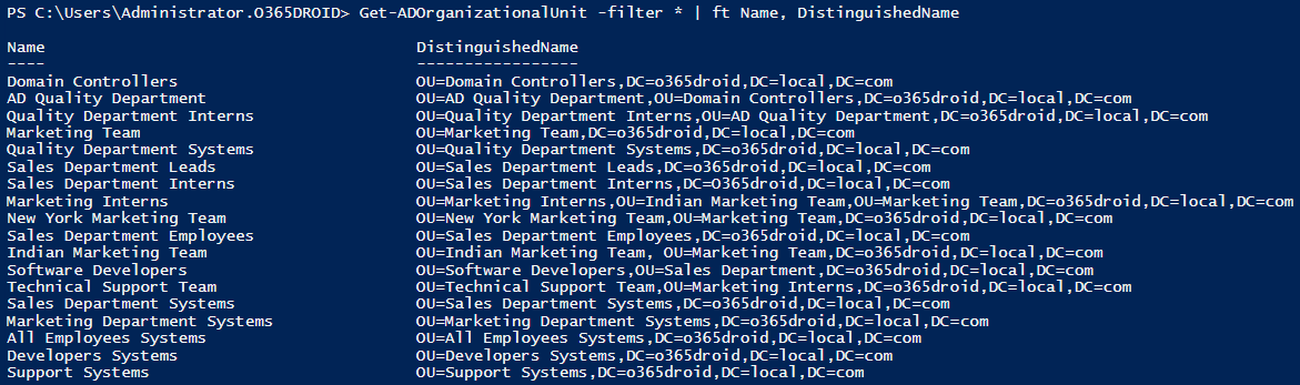 Get a List of All AD Organizational Units Using Windows PowerShell