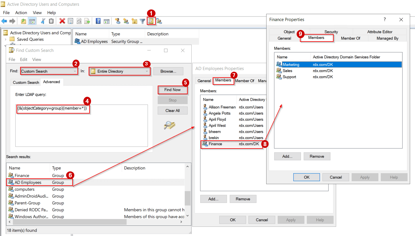 Identify Nested Group Members in Active Directory Using AUDC