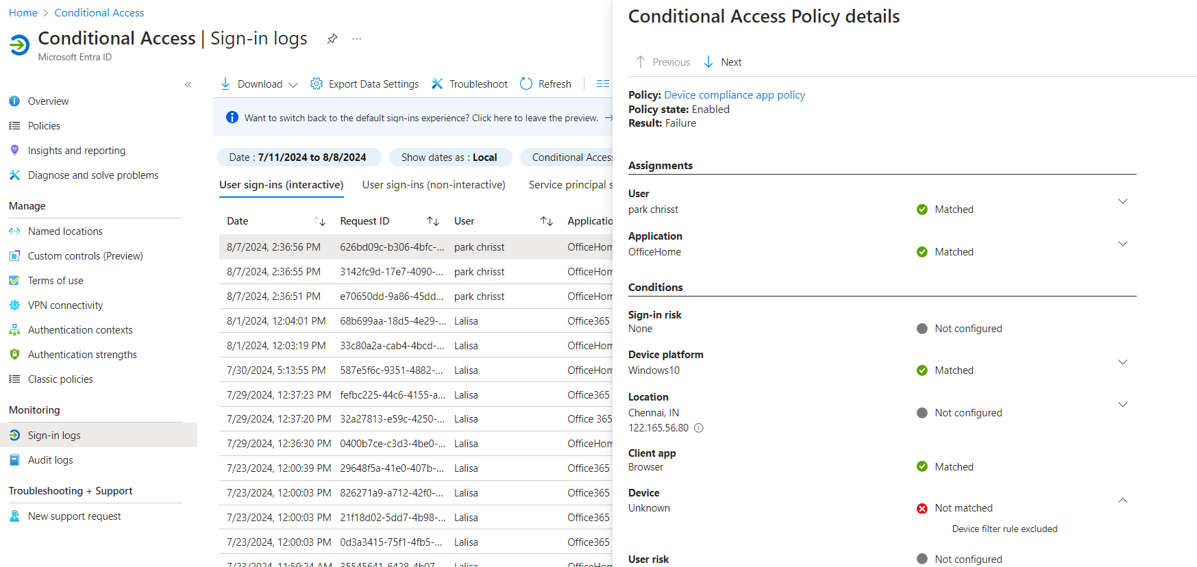 Analyze Conditional Access Sign-ins Report in M365