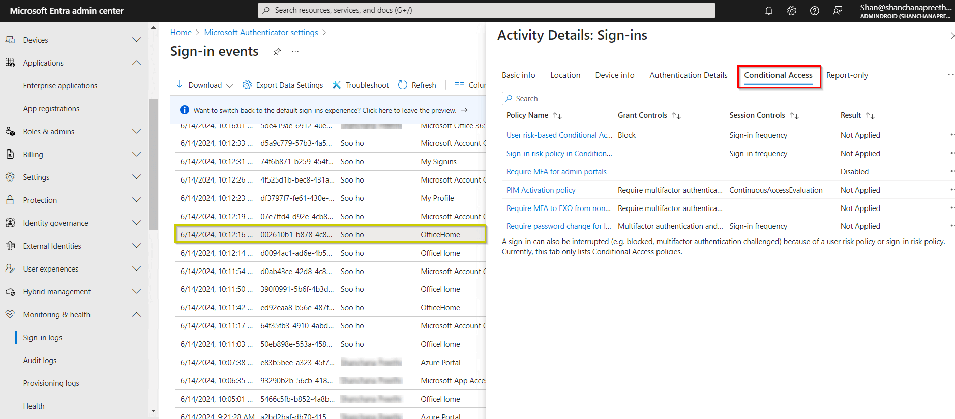 Using Sign-in Logs in Entra Admin Center