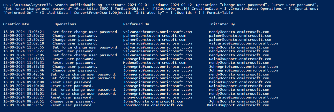 Check Password Change History in M365