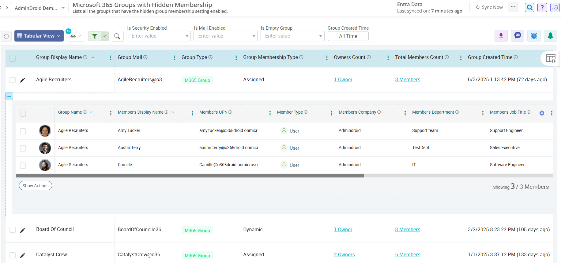 List M365 Hidden Membership Groups Using AdminDroid