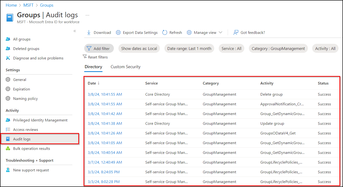 Audit Groups in Microsoft 365