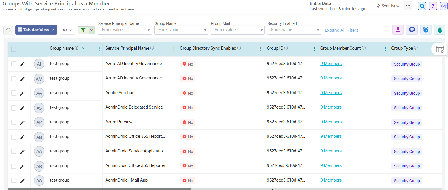 Find Groups With Service Principal Members Using AdminDroid