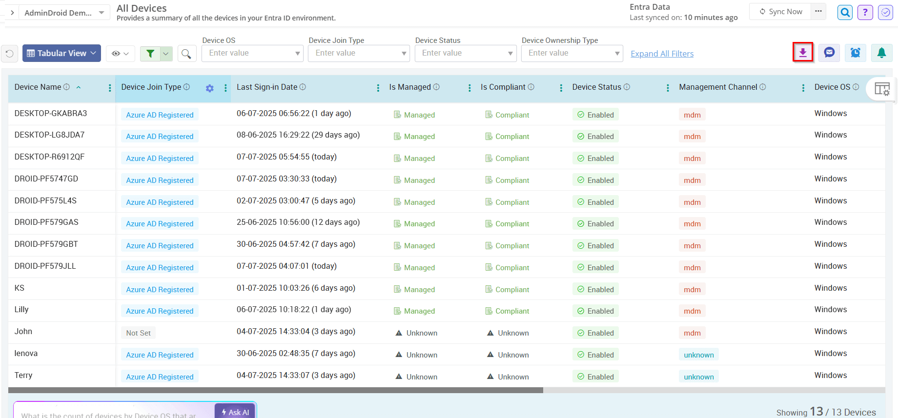 Track All Microsoft 365 Devices Using AdminDroid 365