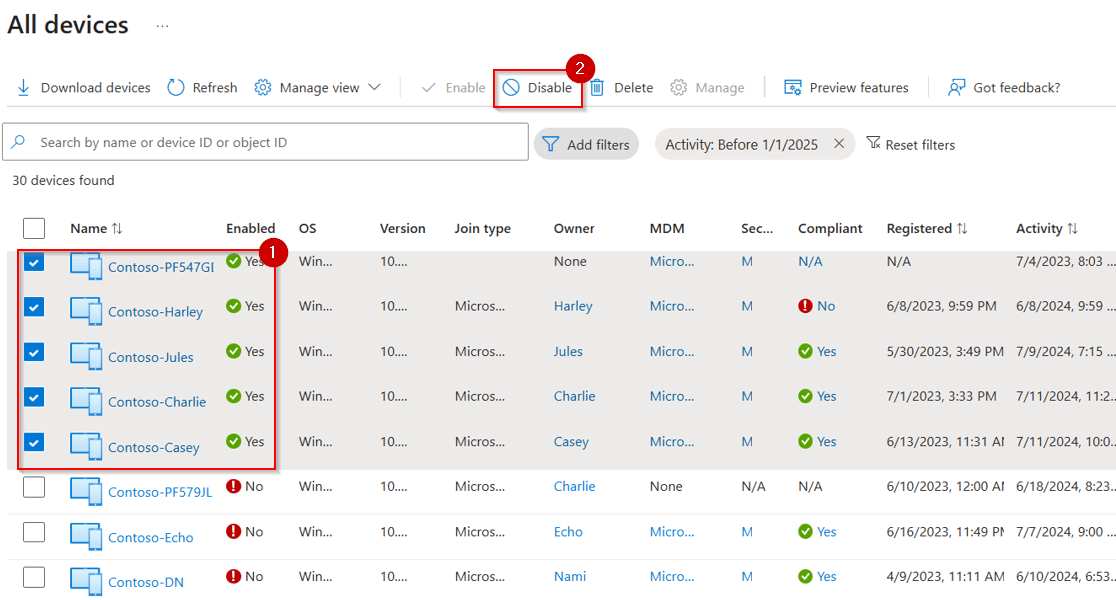 disable-stale-devices-entra-admin-center