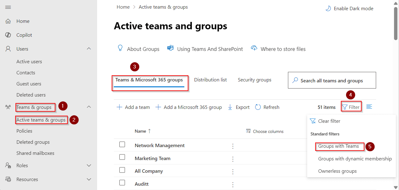 List of All Teamsenabled Microsoft 365 Groups