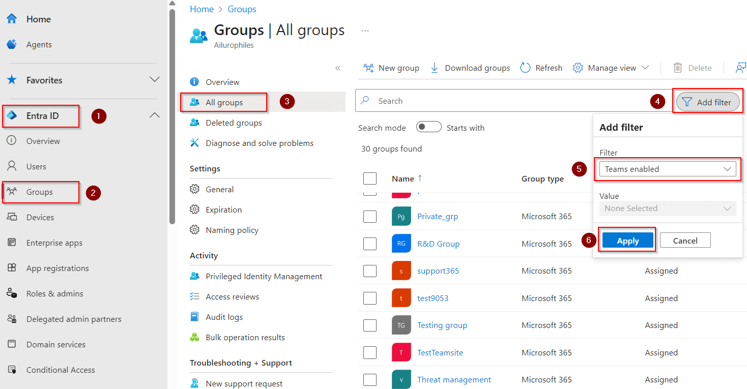 List of All Teamsenabled Microsoft 365 Groups