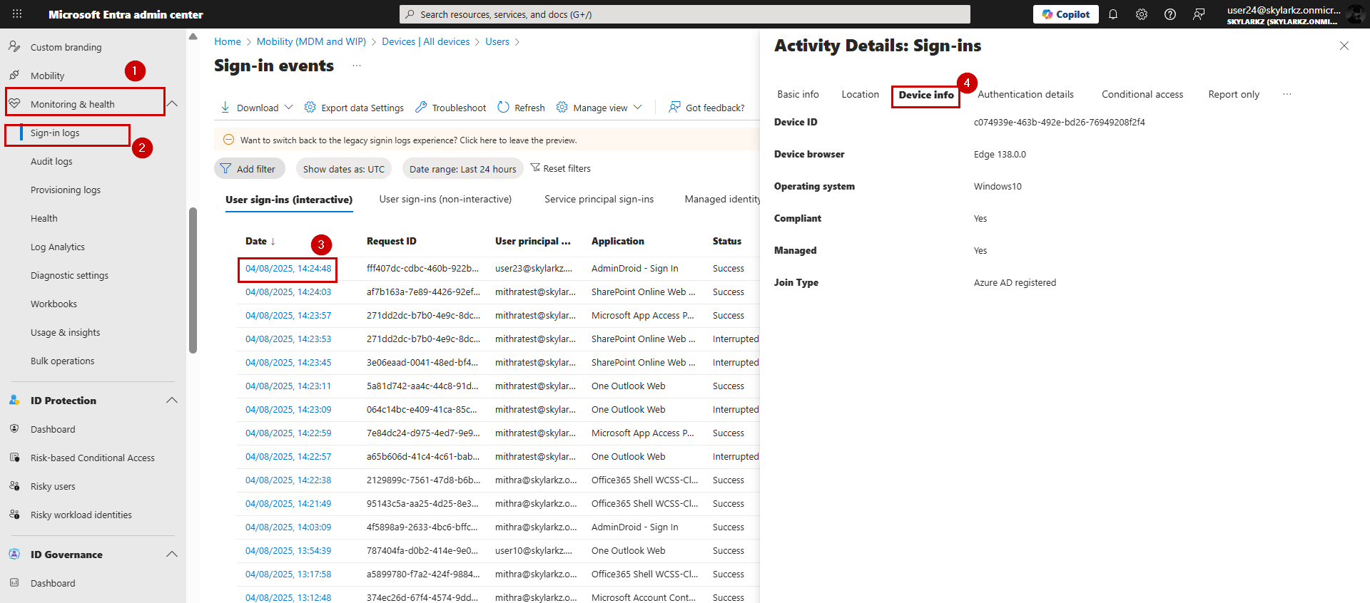 Monitor User Sign-Ins with Device Details Using the Entra Admin Center