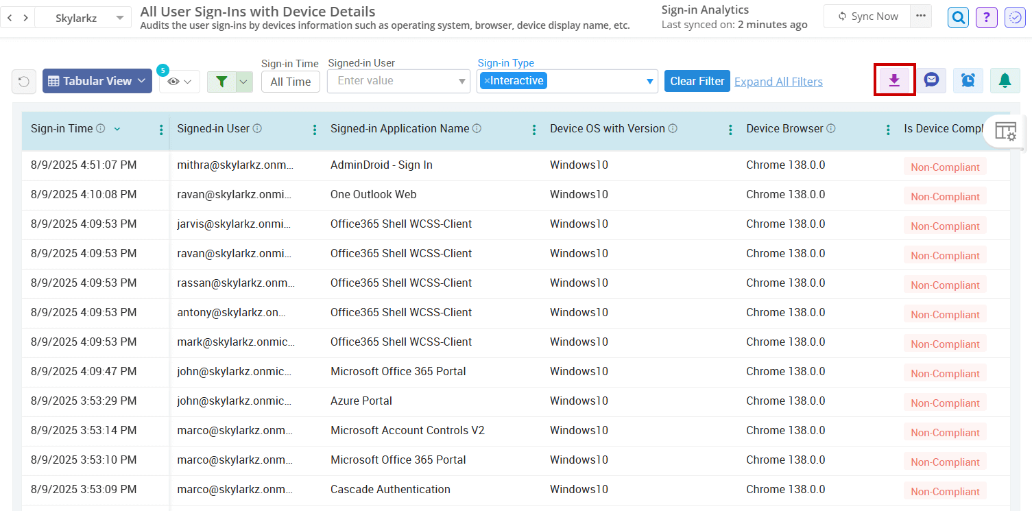 Export M365 User Sign-In Logs with Device Info Using AdminDroid
