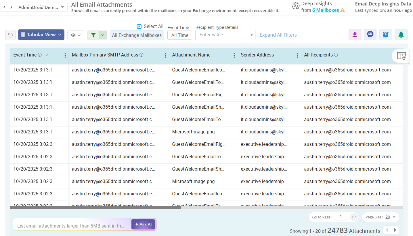 Export Exchange Email Attachment Report Using AdminDroid 