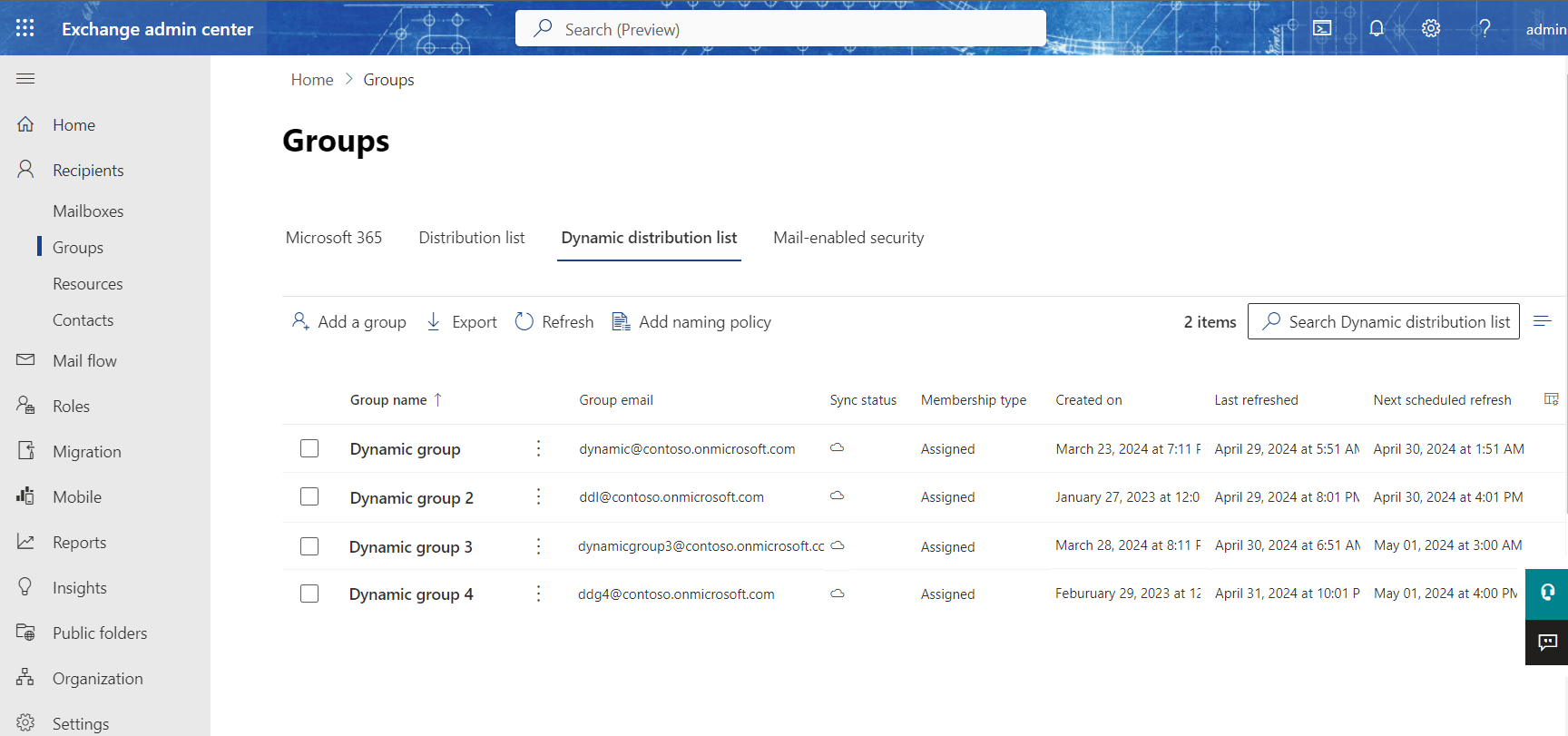 Using Exchange Admin Center