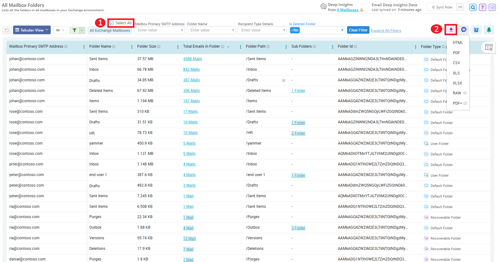 Export Exchange Mailbox Folder Size Report Using AdminDroid