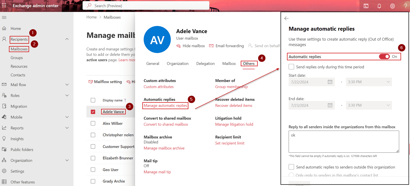 Using Exchange Admin Center