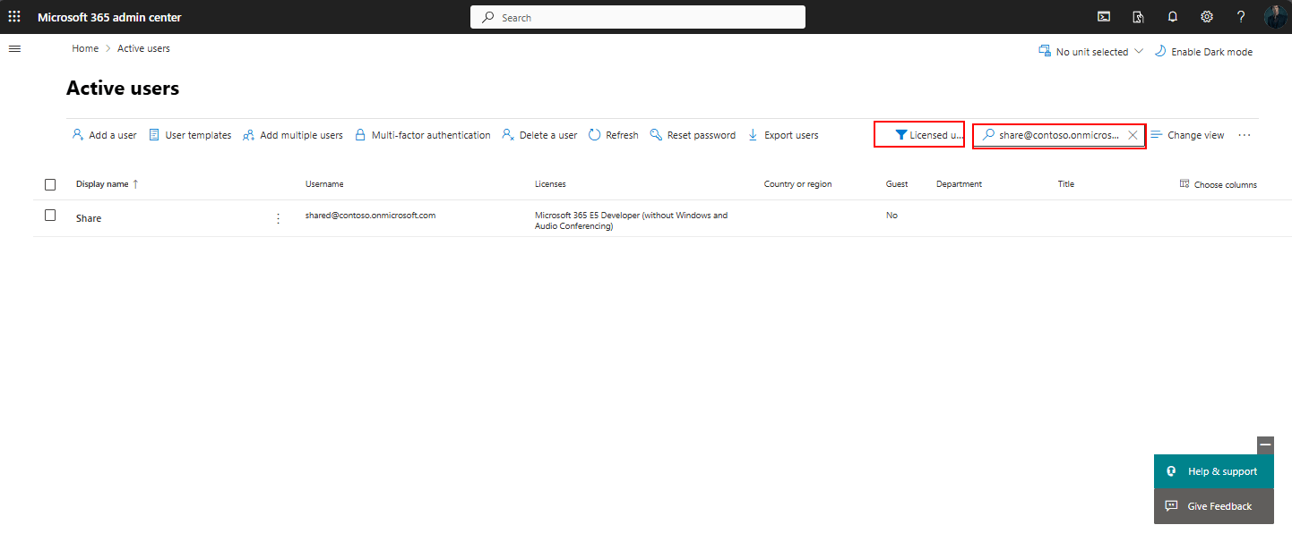 Using M365 admin center