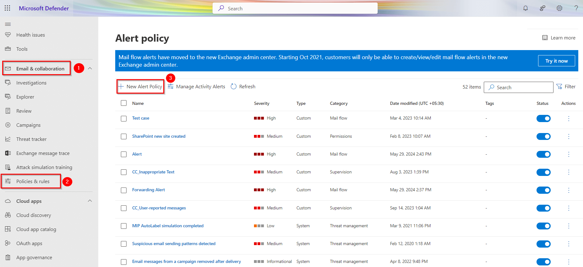 Policy Alert View All Inbox Rules in Microsoft 365