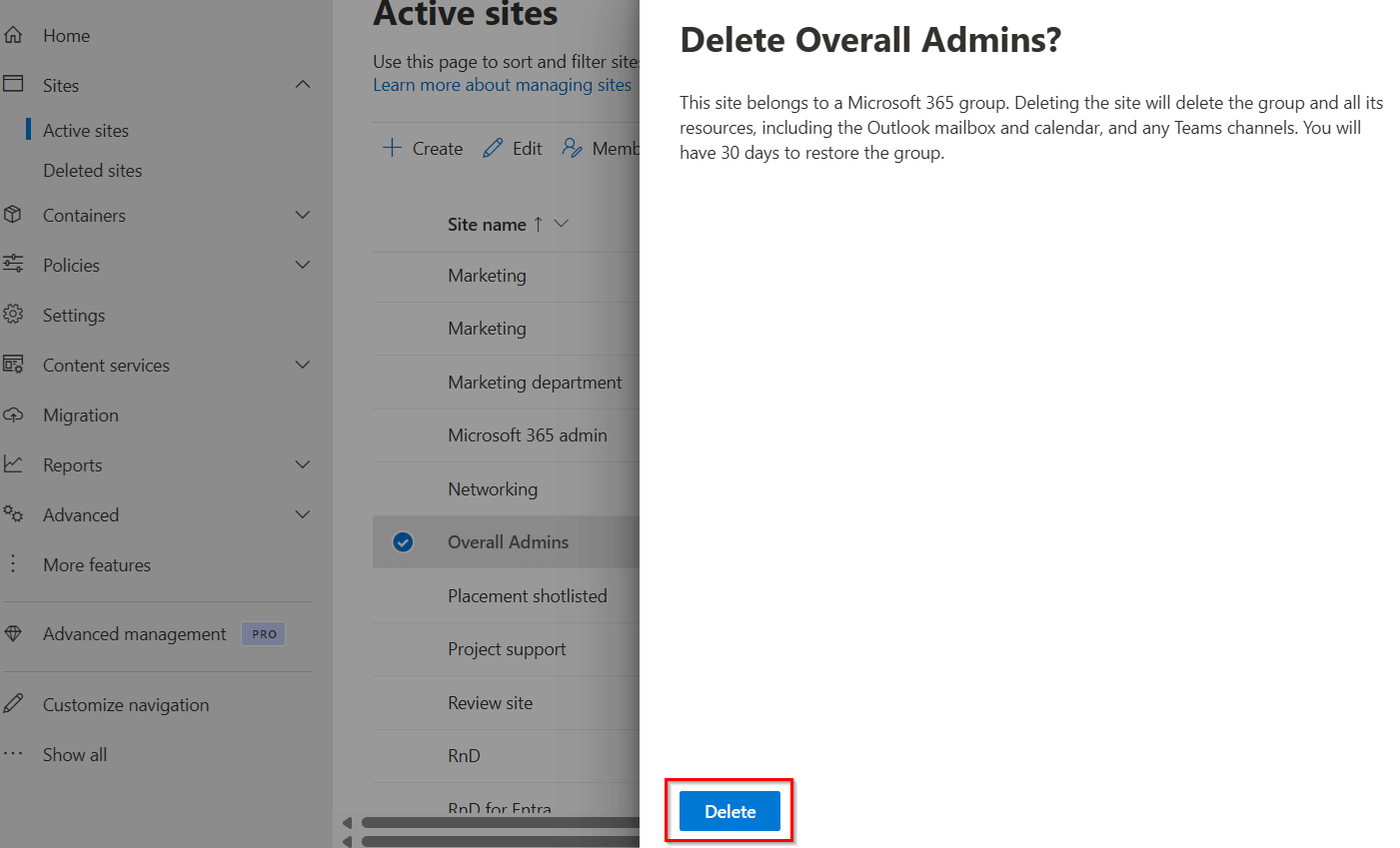 sharepoint-site-deletion-spo-admin-center