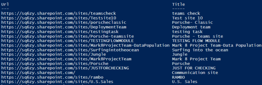 Spo Shell Export a List of All Site Collections in SPO