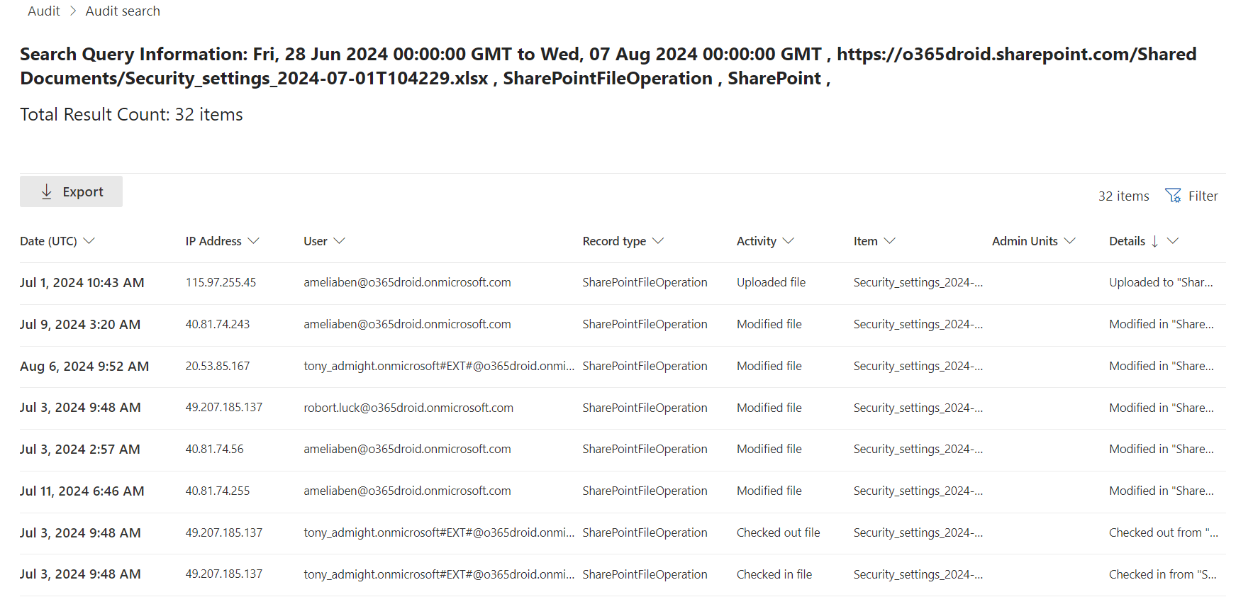 Export SPO User Activity Report in Microsoft 365