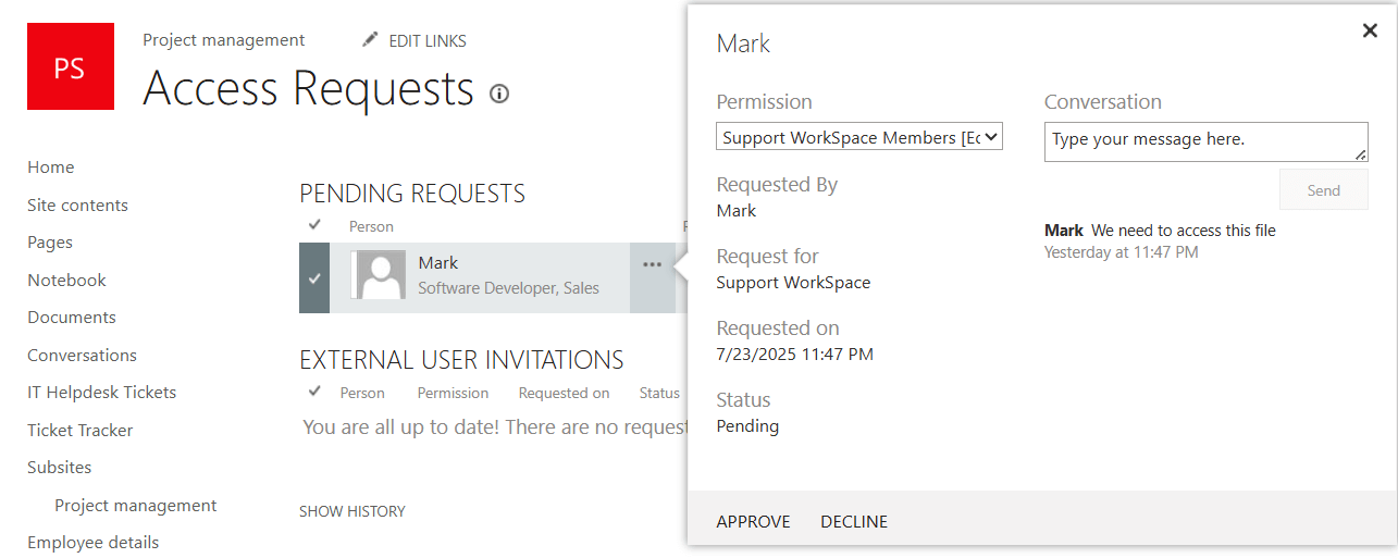 Track Site Access Requests in SharePoint Online